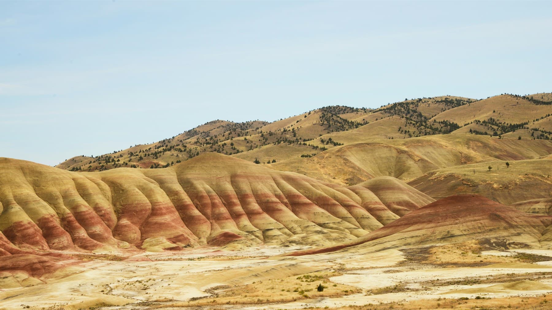 Banded rock hills at the John Day fossil beds in Oregon